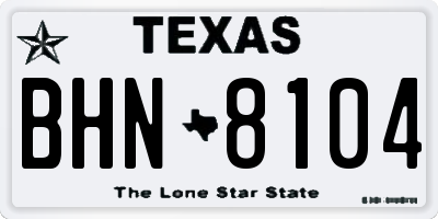 TX license plate BHN8104
