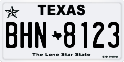 TX license plate BHN8123