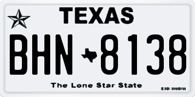TX license plate BHN8138
