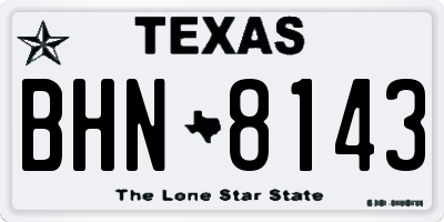 TX license plate BHN8143