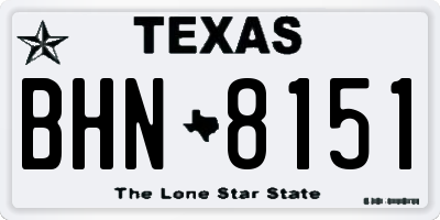 TX license plate BHN8151