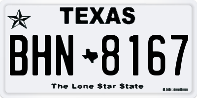 TX license plate BHN8167