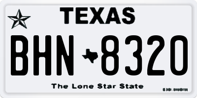 TX license plate BHN8320