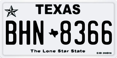 TX license plate BHN8366