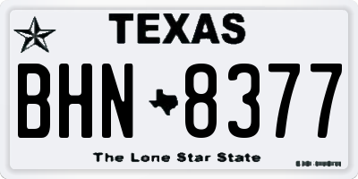 TX license plate BHN8377