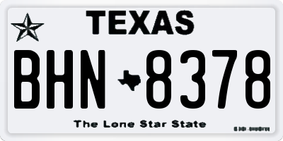 TX license plate BHN8378