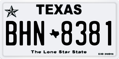 TX license plate BHN8381