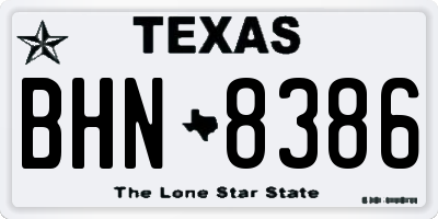 TX license plate BHN8386