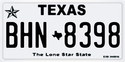 TX license plate BHN8398