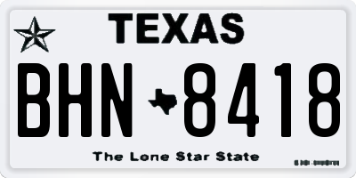 TX license plate BHN8418