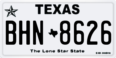 TX license plate BHN8626