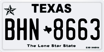 TX license plate BHN8663