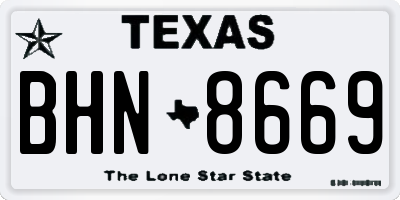 TX license plate BHN8669