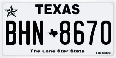 TX license plate BHN8670