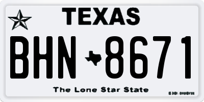 TX license plate BHN8671