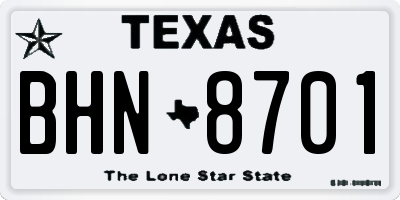 TX license plate BHN8701