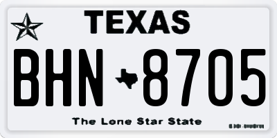 TX license plate BHN8705