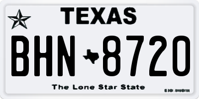 TX license plate BHN8720