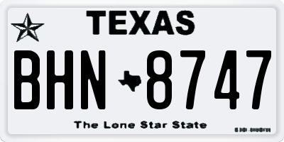 TX license plate BHN8747