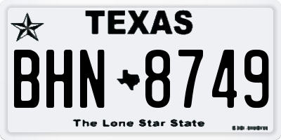 TX license plate BHN8749