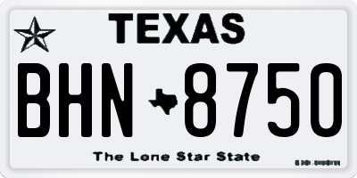 TX license plate BHN8750