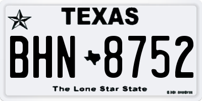 TX license plate BHN8752