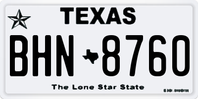 TX license plate BHN8760