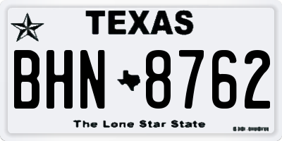 TX license plate BHN8762