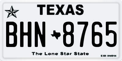 TX license plate BHN8765