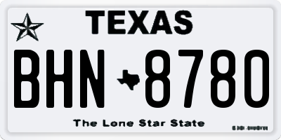 TX license plate BHN8780