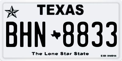 TX license plate BHN8833