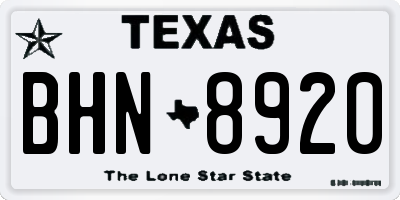 TX license plate BHN8920