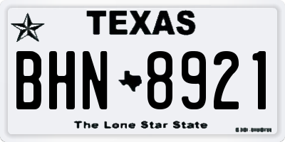 TX license plate BHN8921