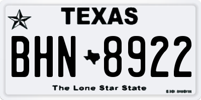 TX license plate BHN8922
