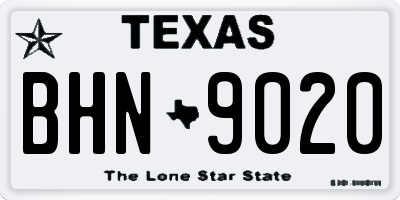 TX license plate BHN9020