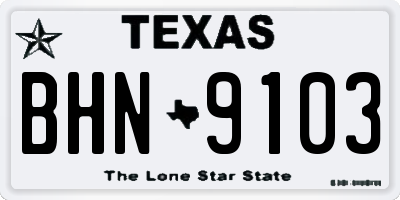 TX license plate BHN9103
