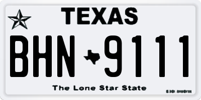 TX license plate BHN9111
