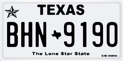 TX license plate BHN9190