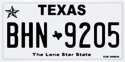 TX license plate BHN9205