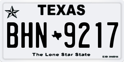 TX license plate BHN9217
