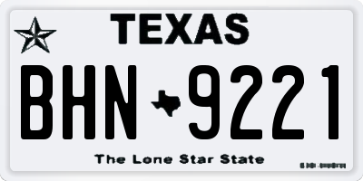 TX license plate BHN9221