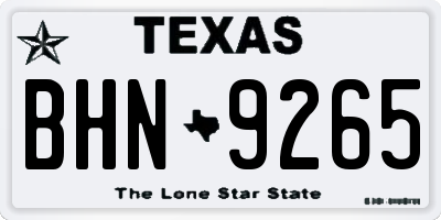 TX license plate BHN9265