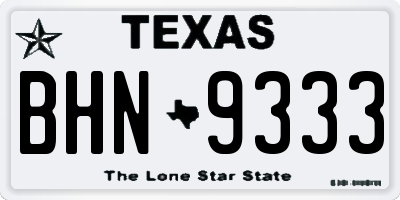 TX license plate BHN9333