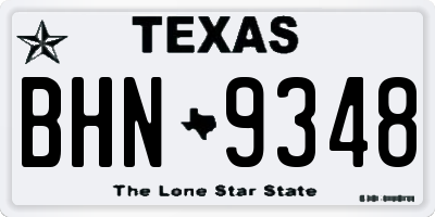 TX license plate BHN9348
