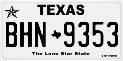 TX license plate BHN9353