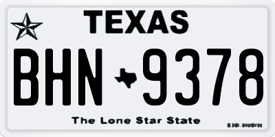 TX license plate BHN9378