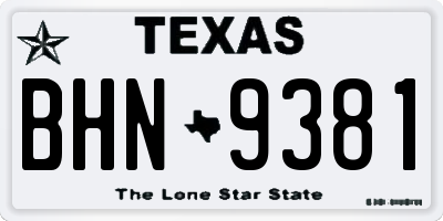 TX license plate BHN9381