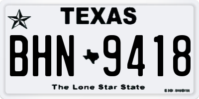 TX license plate BHN9418