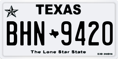 TX license plate BHN9420