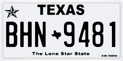TX license plate BHN9481